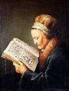 Gerard Dou Portrait of an old woman reading oil painting on canvas